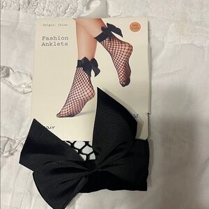Black Fishnet Anklets with bow. New